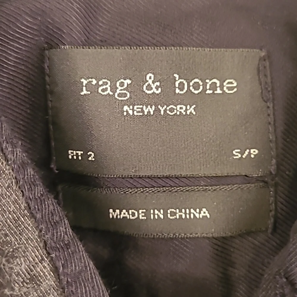 RAG & BONE Dark Grey Denim Cotton Blend Fit 2 Sz S Long Sleeve Button Down Shirt - Picture 2 of 10